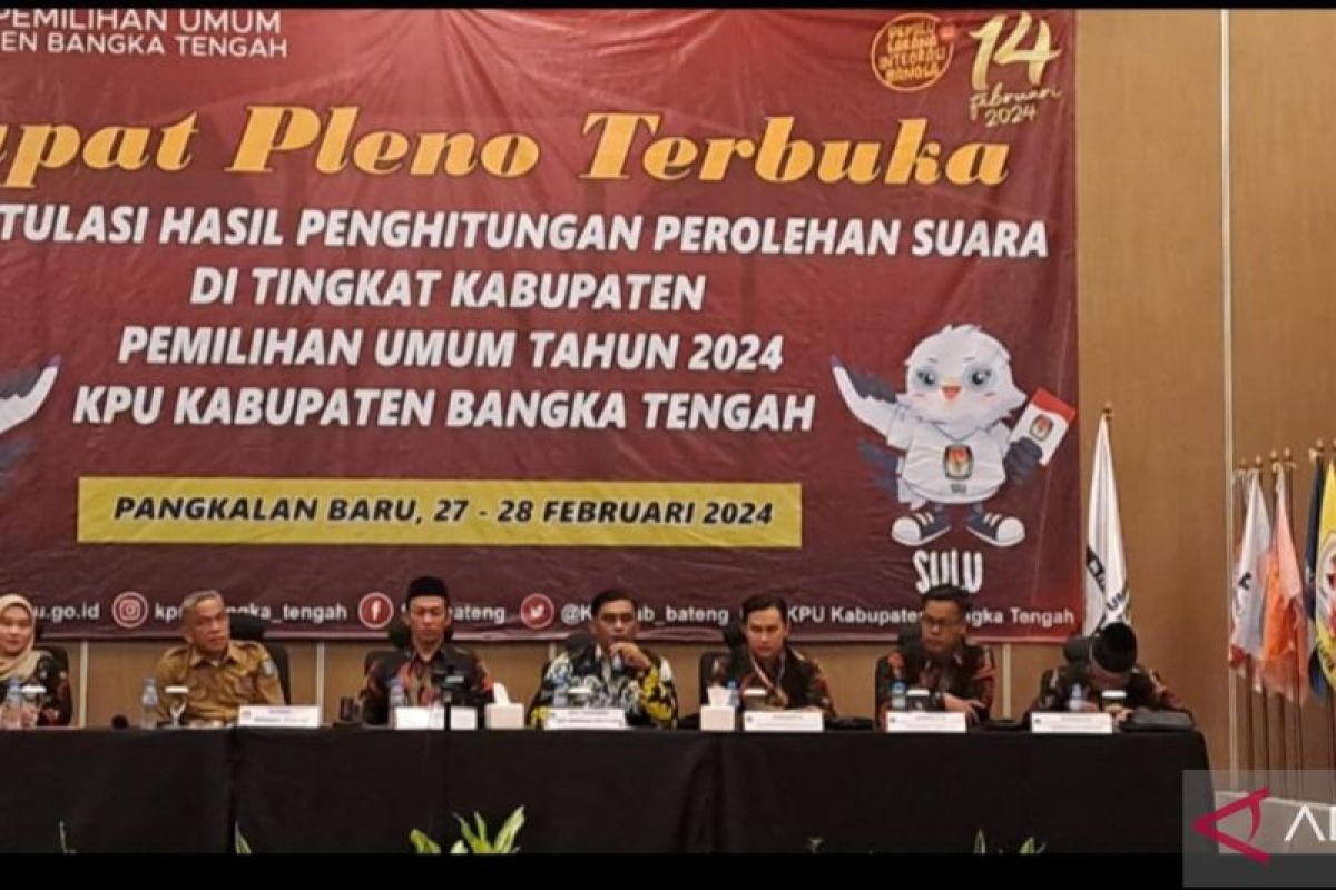 KPU Bangka Tengah Gelar Rekapitulasi Perolehan Suara Pemilu 2024