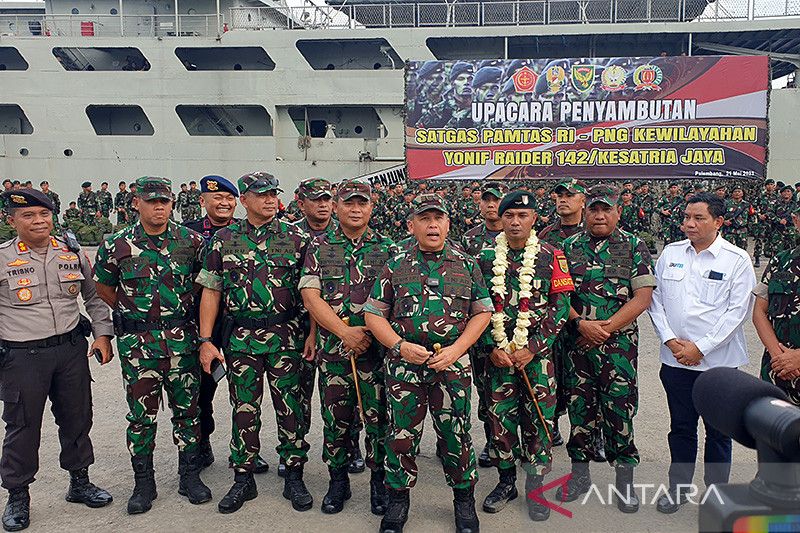 Pangdam Sriwijaya Sambut Satgas Yonif Raider 142 KJ Dari Papua ANTARA