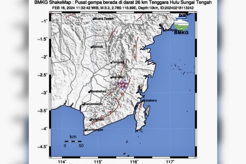 Gempa Dangkal Guncang Kabupaten Tapin Kalsel Tak Berpotensi Tsunami