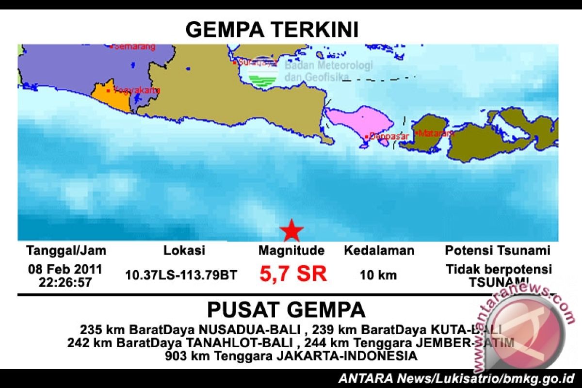 Gempa 5,7 SR Landa Jember