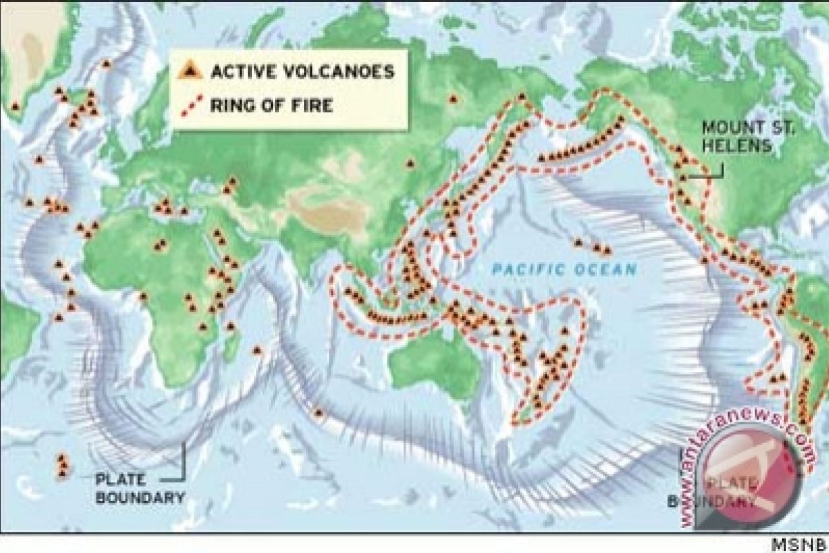 The Pacific Ring of Fire is a major area in the basin of the Pacific O