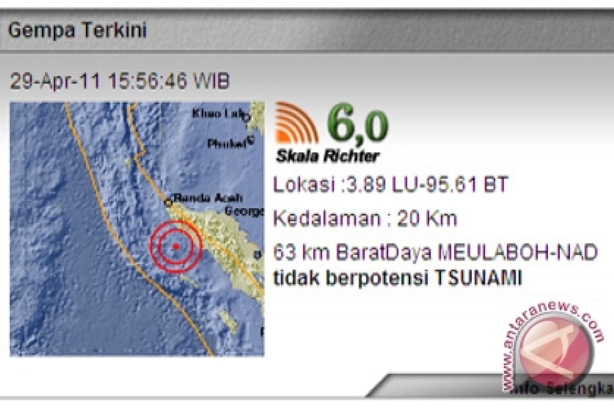 Gempa di Meulaboh 6,0 Skala Richter