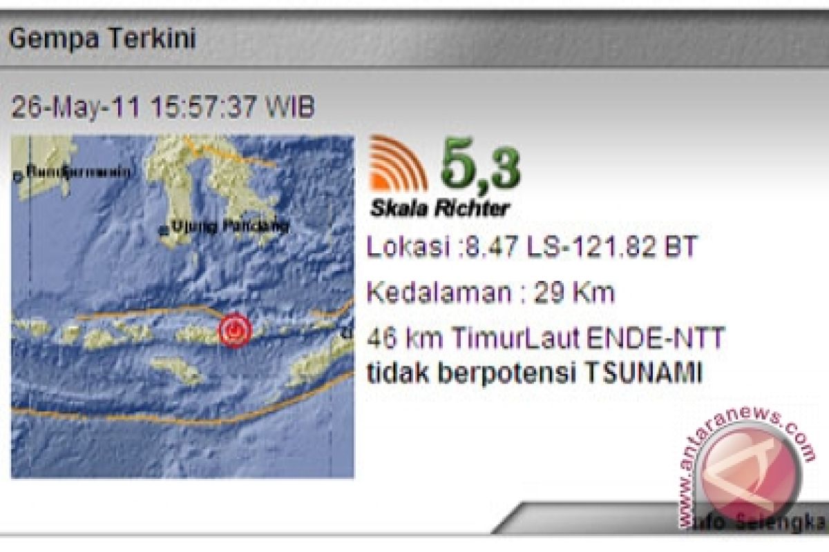 Gempa  3 SR gucang Ende