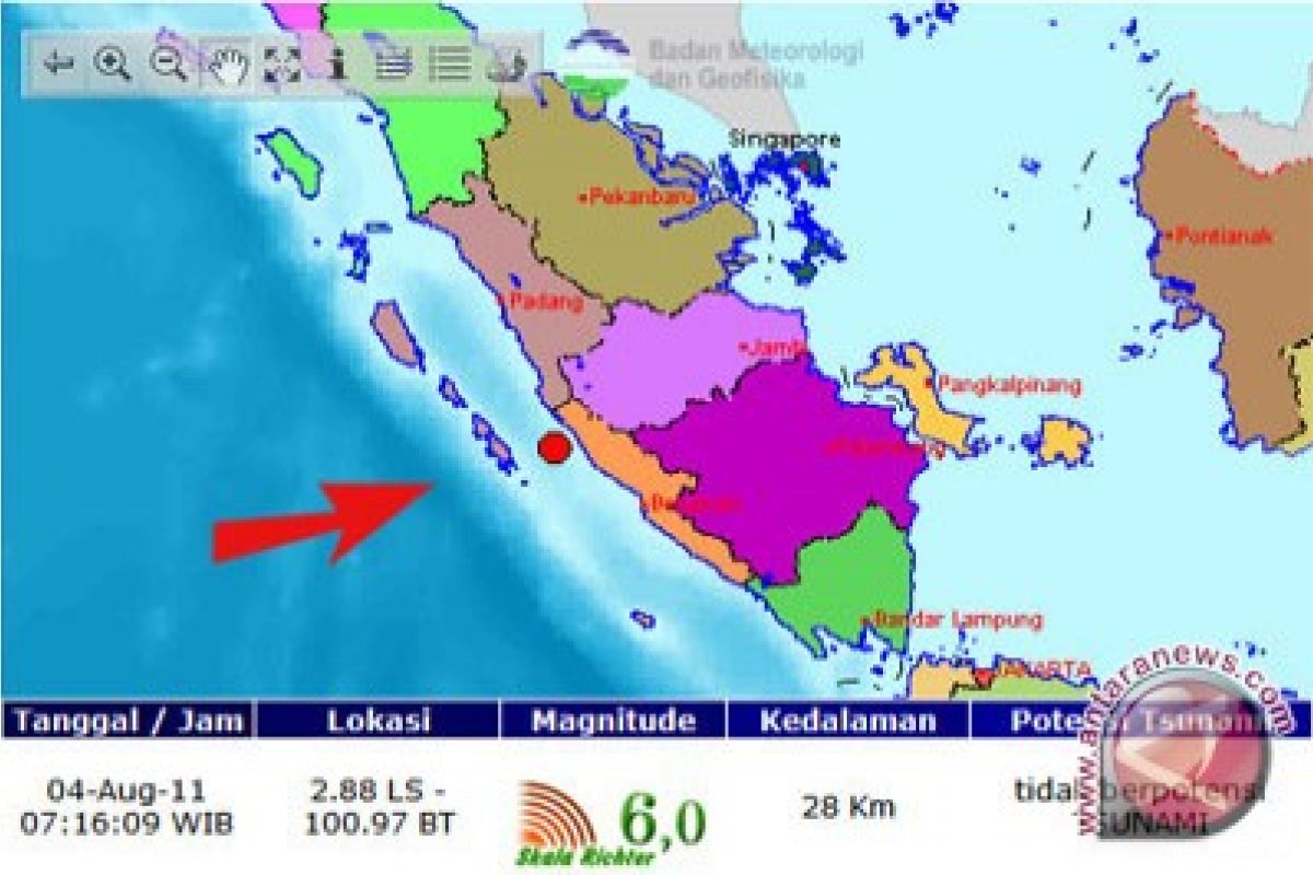 Gempa di Painan dirasakan merata di Sumbar