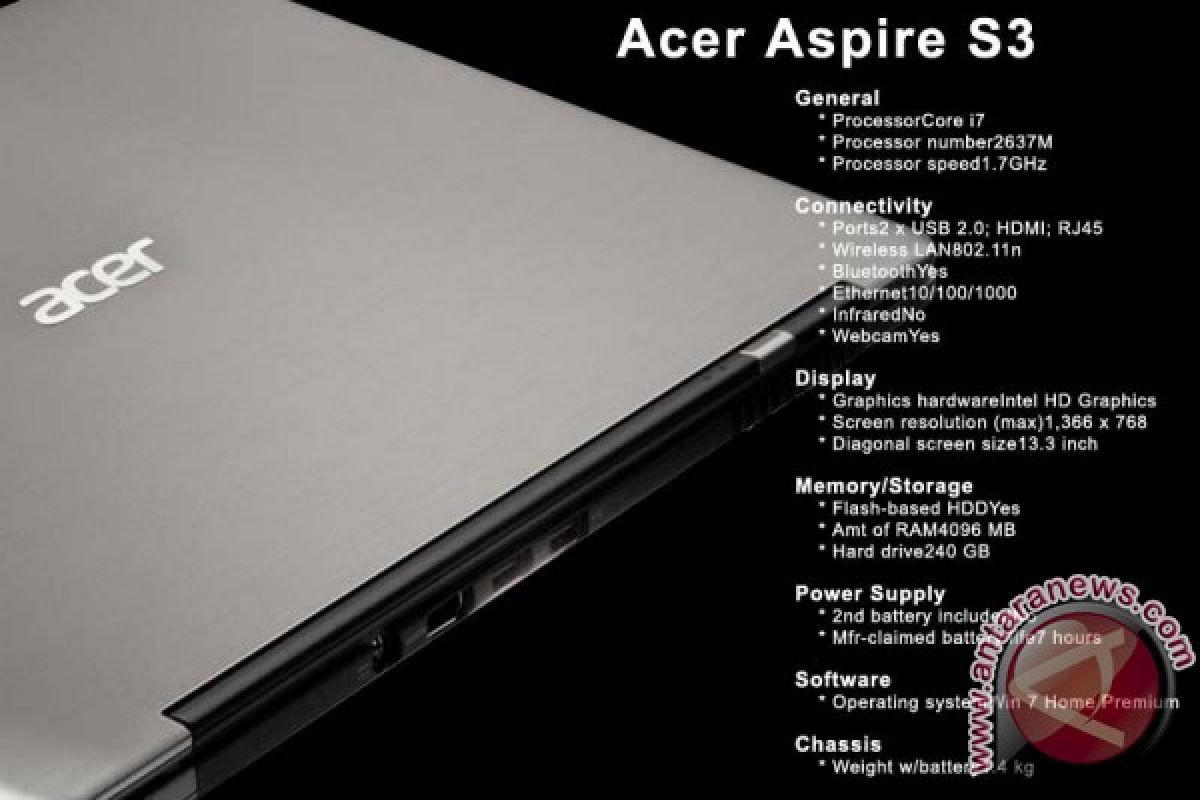 Acer Aspire S3 lebih tipis, ringan dan cepat