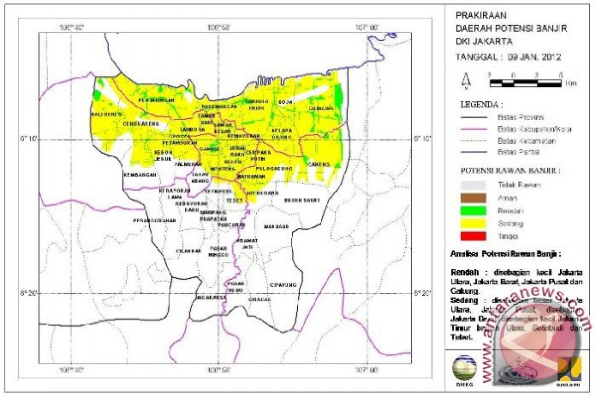 Prakiraan banjir harian BMKG untuk  wilayah Jakarta