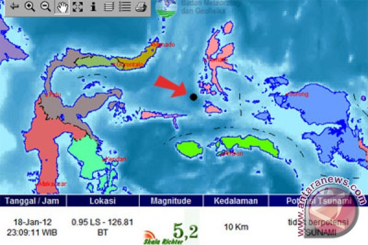 Gempa bumi guncang Maluku Utara