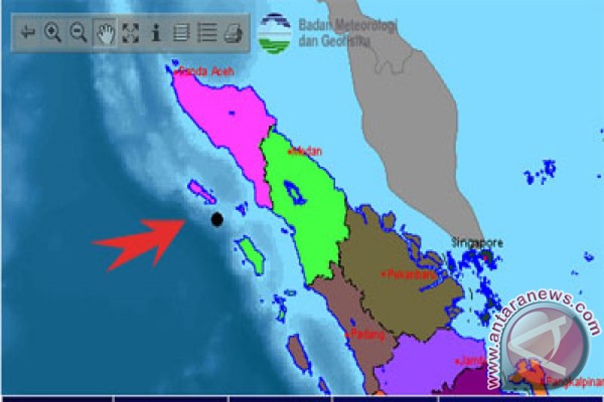 Gempa 5,3 sr dekat Simeulue Aceh