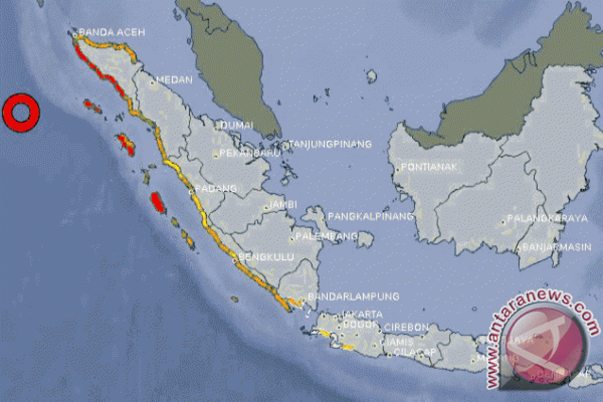 Epicenter of magnitude 8.5 quake in Simeulue, Aceh 