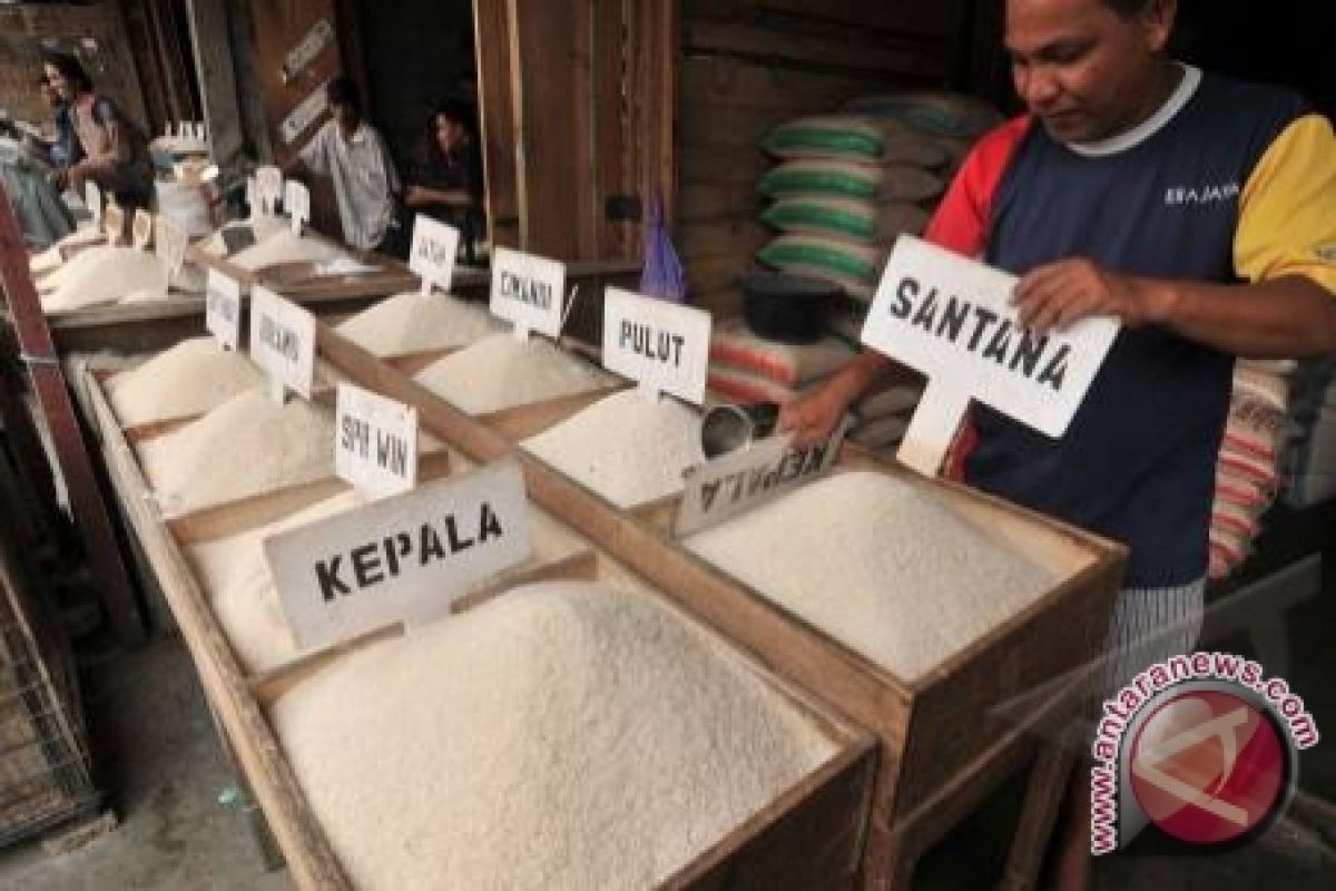 Stok beras yang dikuasai pedagang pasar di Palu memadai