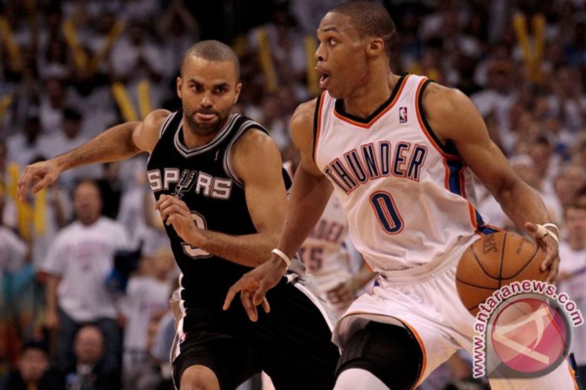 Playoff NBA - Thunder tahan Spurs 1-1 pada semifinal wilayah