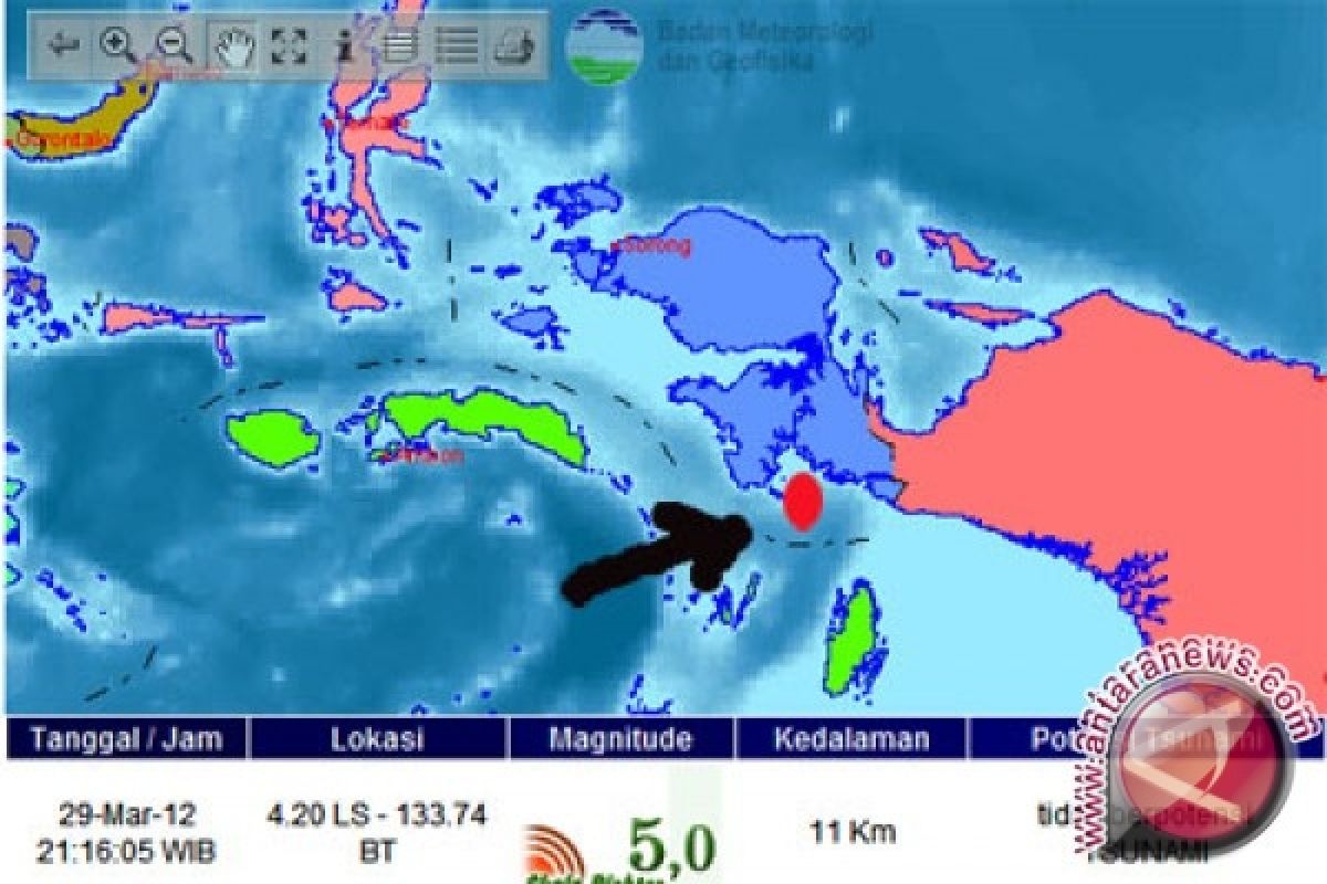 Gempa Papua 5,6 SR Tidak Berpotensi Tsunami 