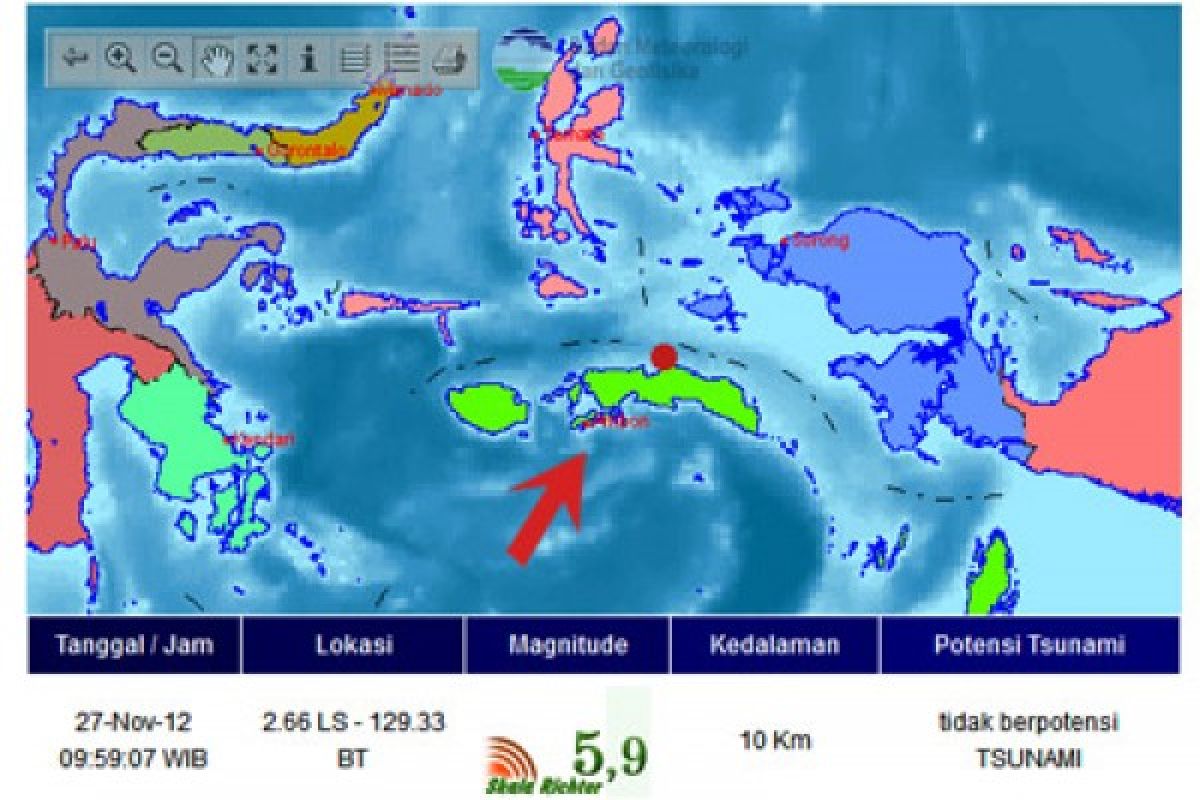 Gempa di Ternate tak timbulkan kerusakan 