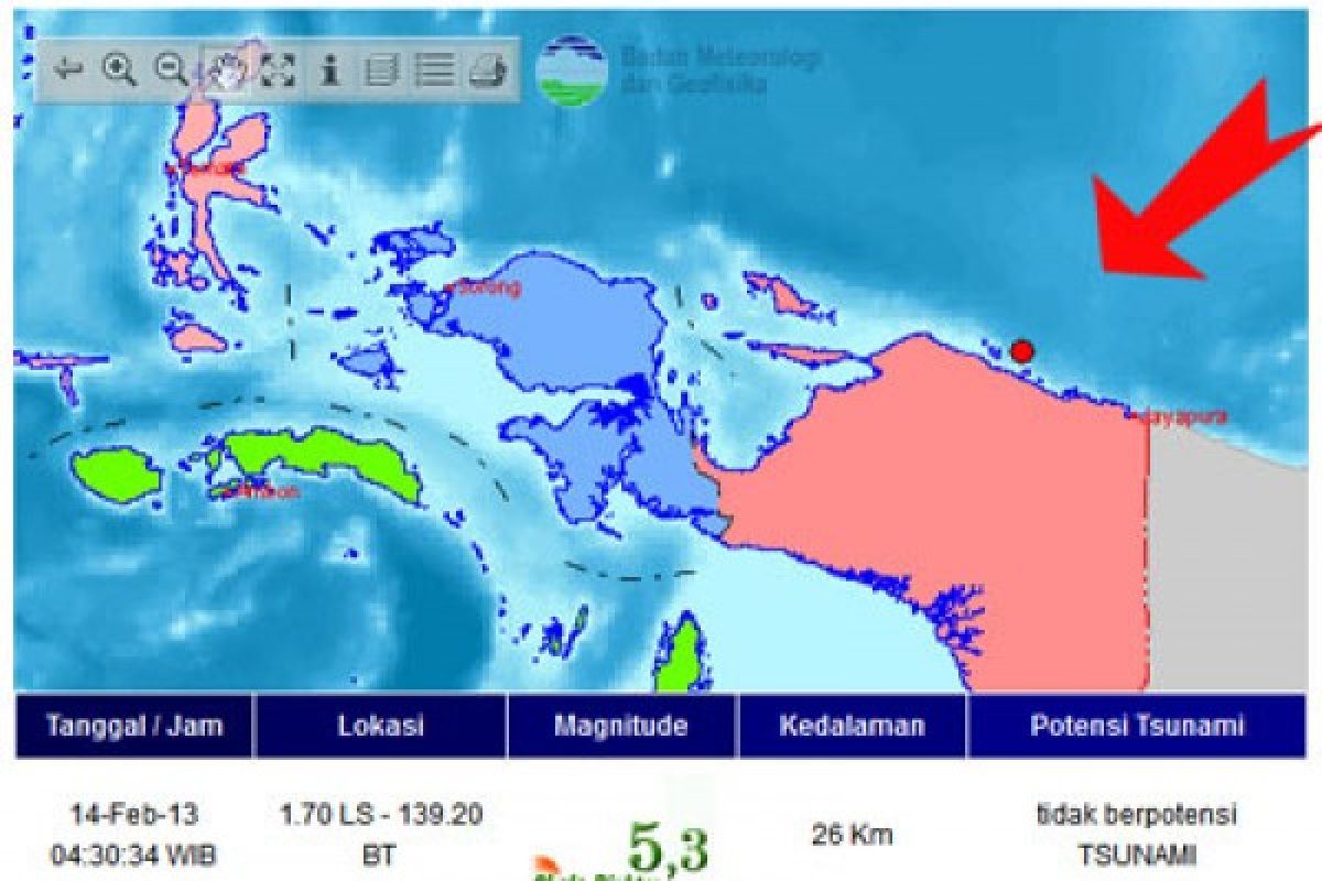 Gempa 5,2 SR guncang Tolikara Papua