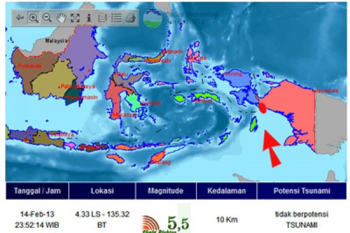 Gempa 5,2 SR guncang Nabire Papua
