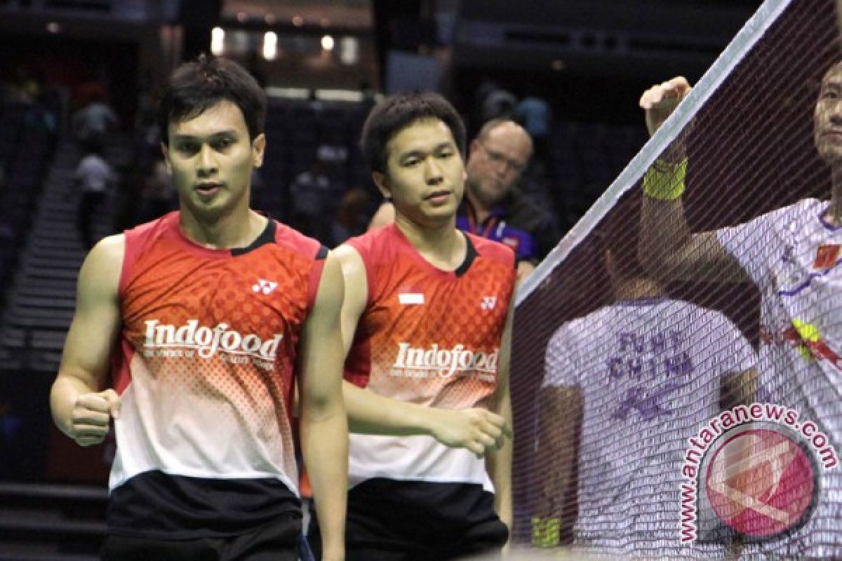 Setelah menang lawan  Korea Selatan,   Hendra-Ahsan lolos  ke perempat final