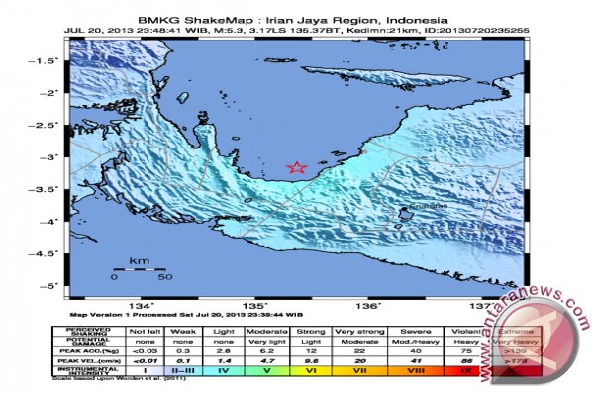 Gempa 3,9 SR landa Nabire, Papua