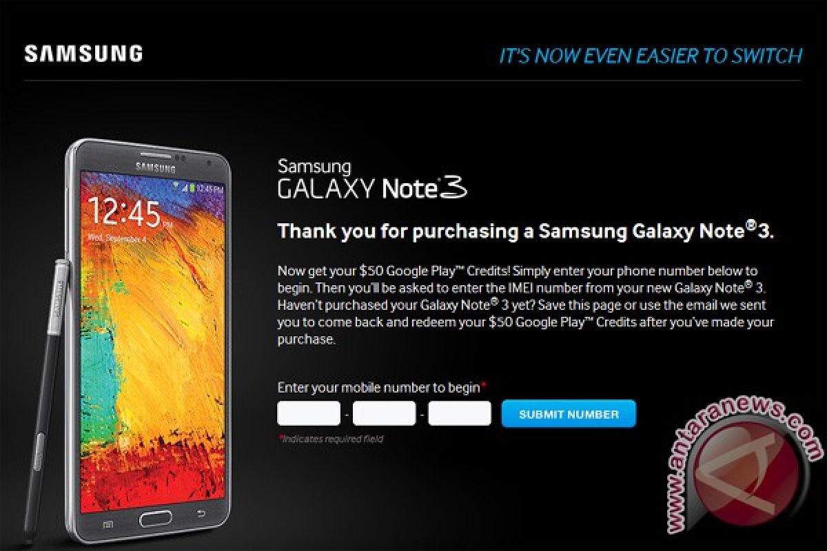 Samsung beri 50 dolar untuk pemilik Galaxy Note 3