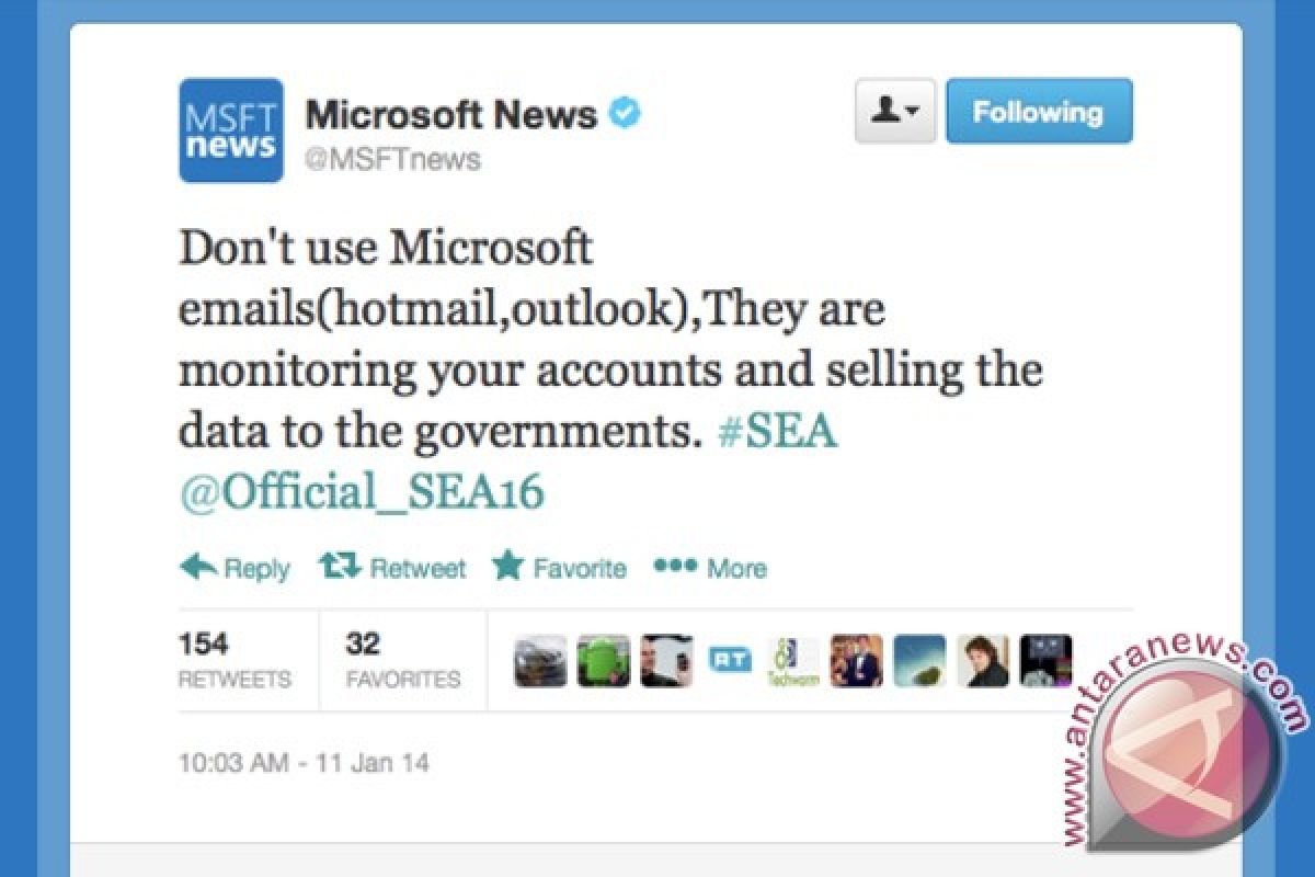 Akun Twitter Microsoft direntas
