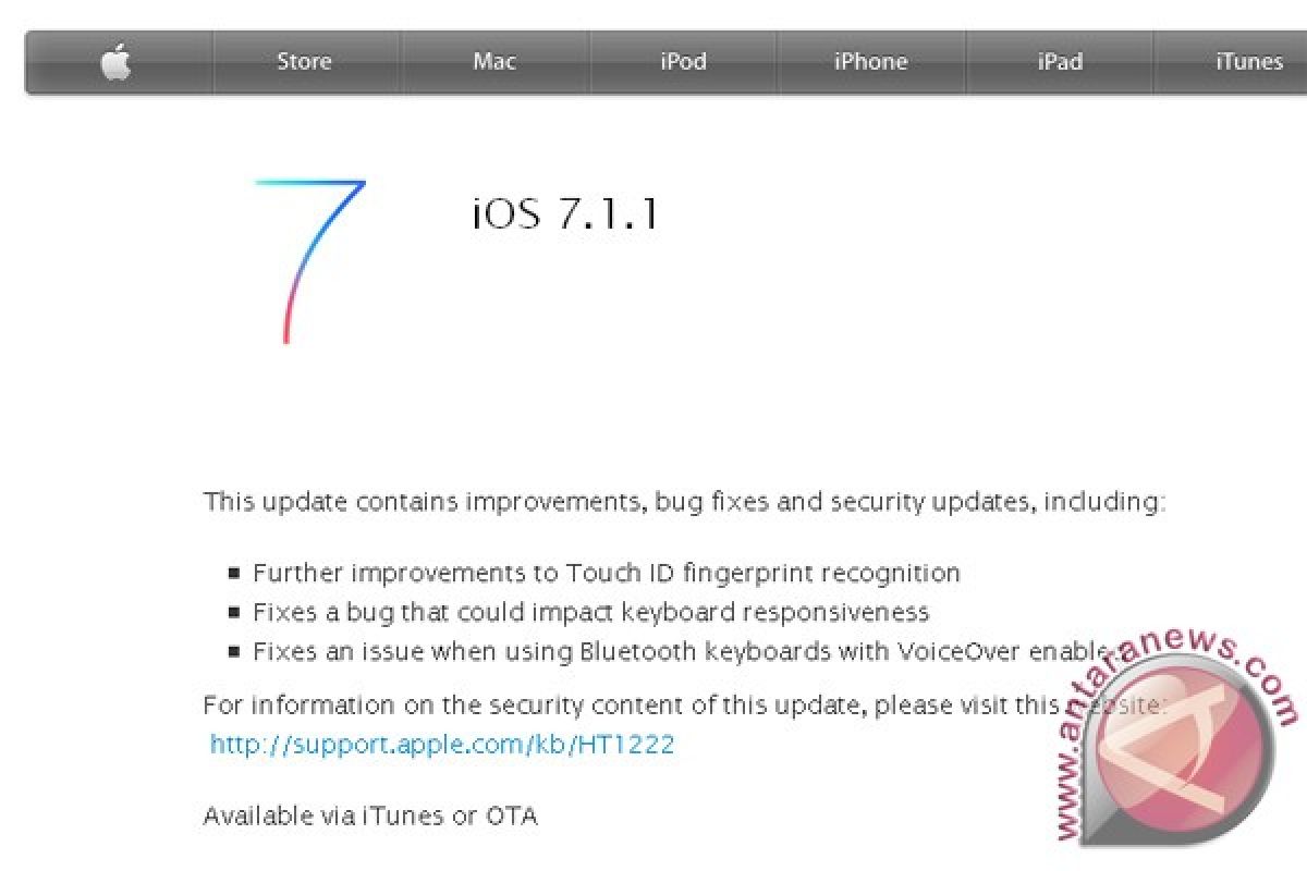 Apple rilis iOS 7.1.1 dengan sejumlah perbaikan