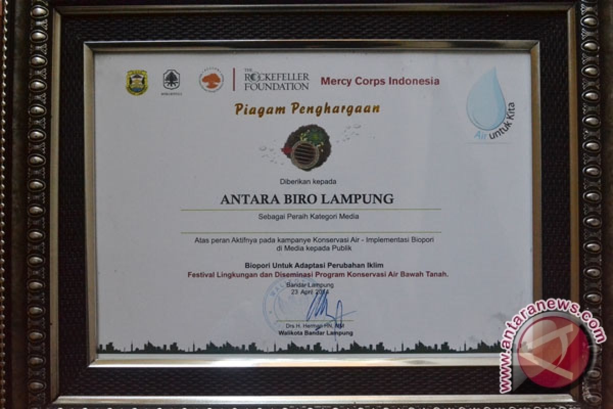 LKBN Antara Lampung Dapat Penghargaan Konservasi Air 