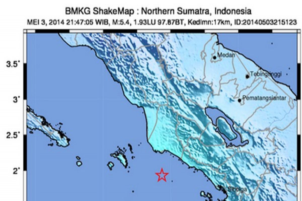 Moderate earthquake jolts Northern part of Sumatra