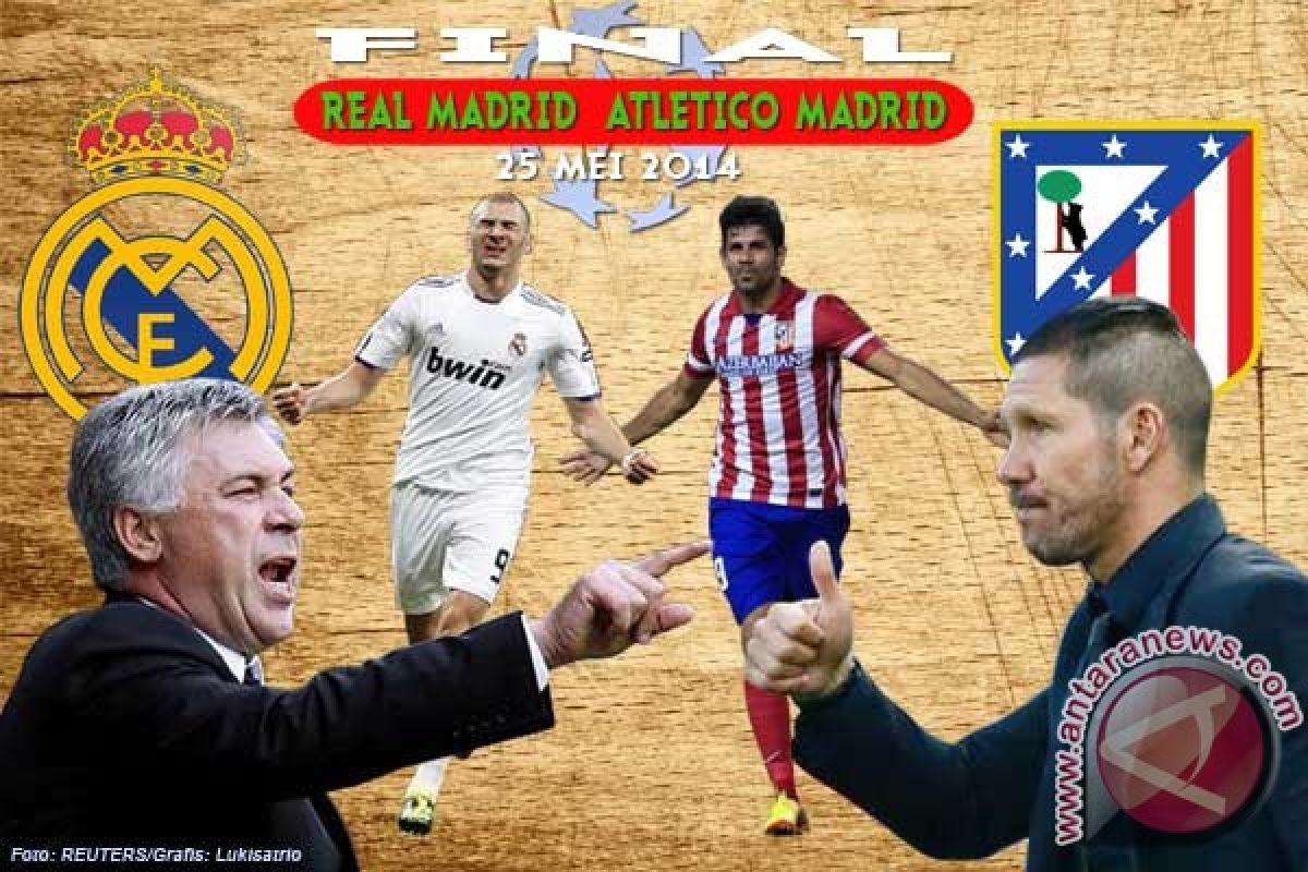 Susunan pemain Madrid vs Atletico di final Liga Champions