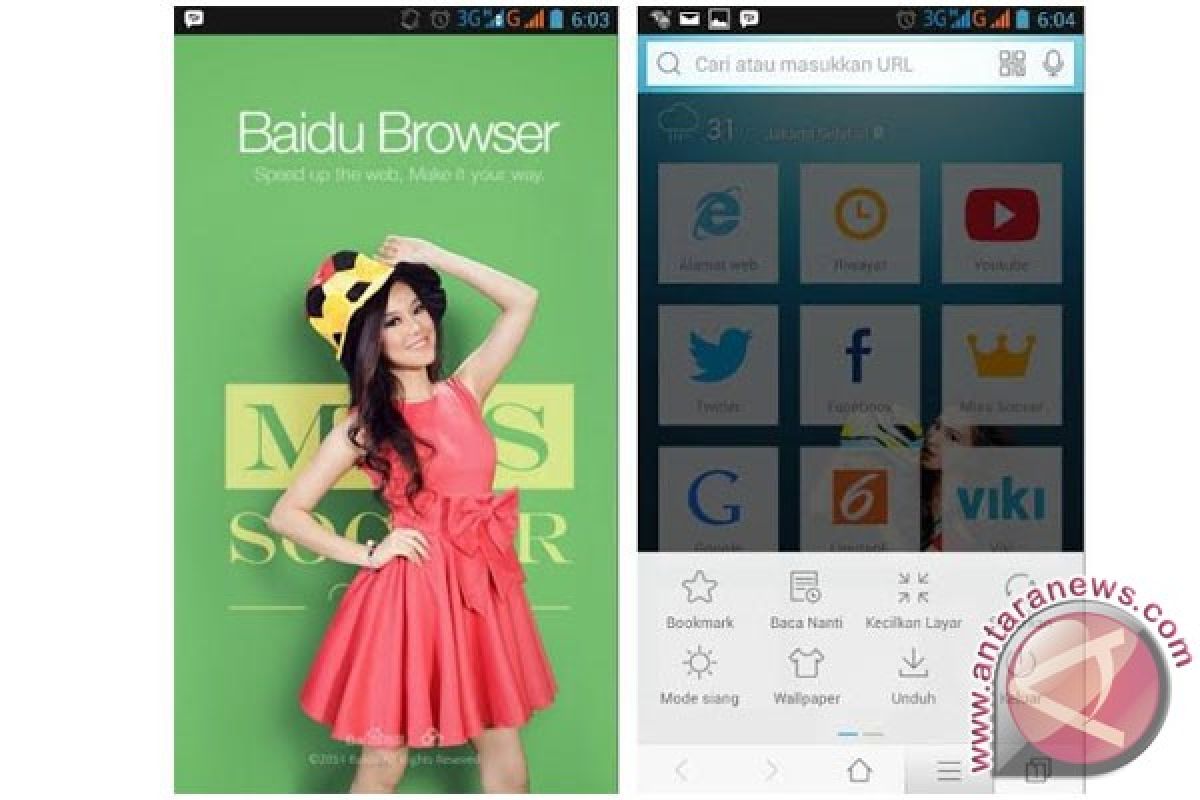 Koleksi wallpaper  "Miss Soccer 2014" dapat diunduh secara gratis di Baidu browser