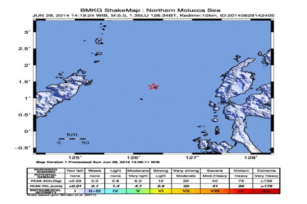 Gempa 5,0 SR guncang Ternate