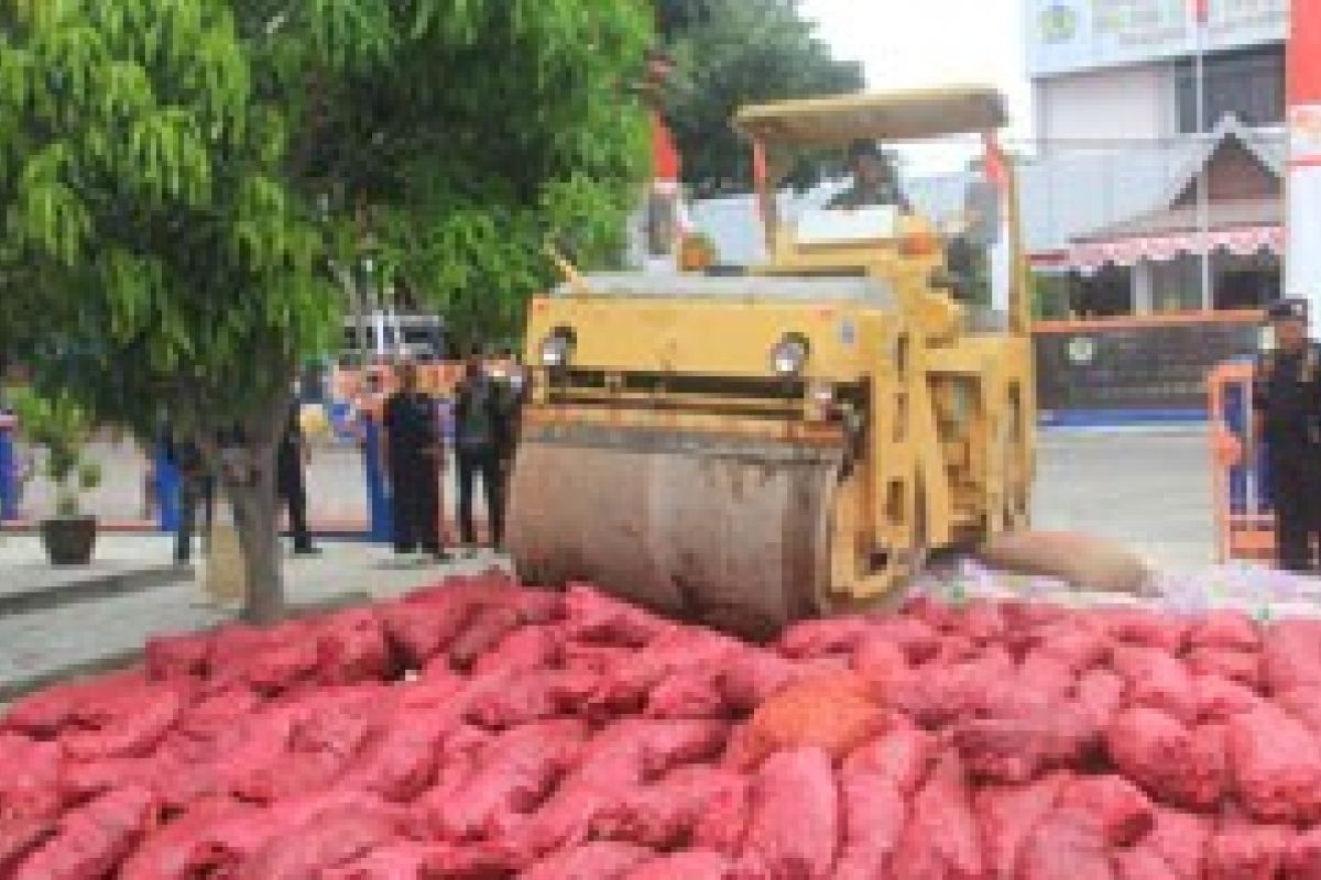 BC Karimun Musnahkan Ratusan Karung Bawang Impor