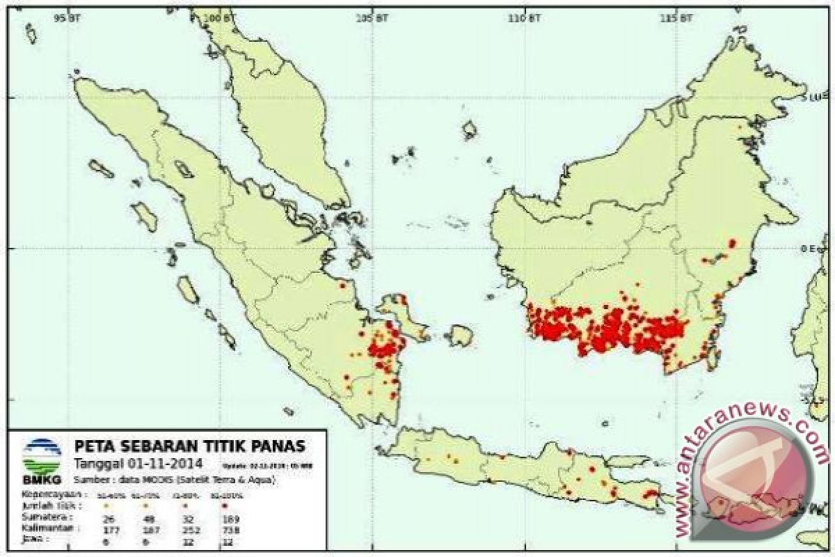 Empat titik panas terdeteksi di Sumsel 