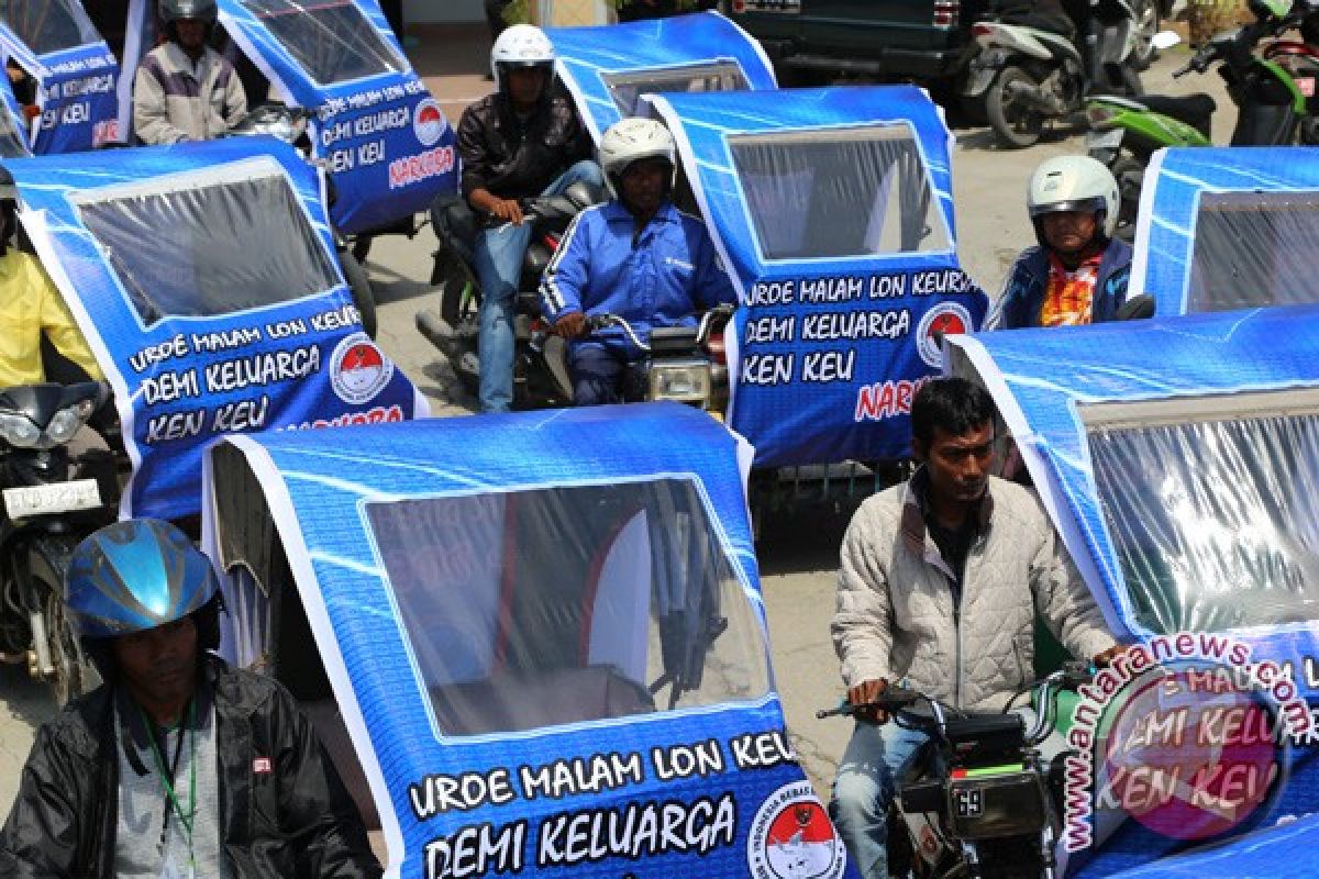 Paldam IM Beri Pelayanan Gratis 270 Becak