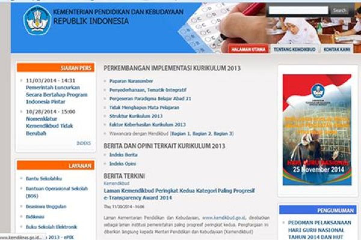 Kemdikbud.go.id peringkat kedua  e-Transparency Award 2014