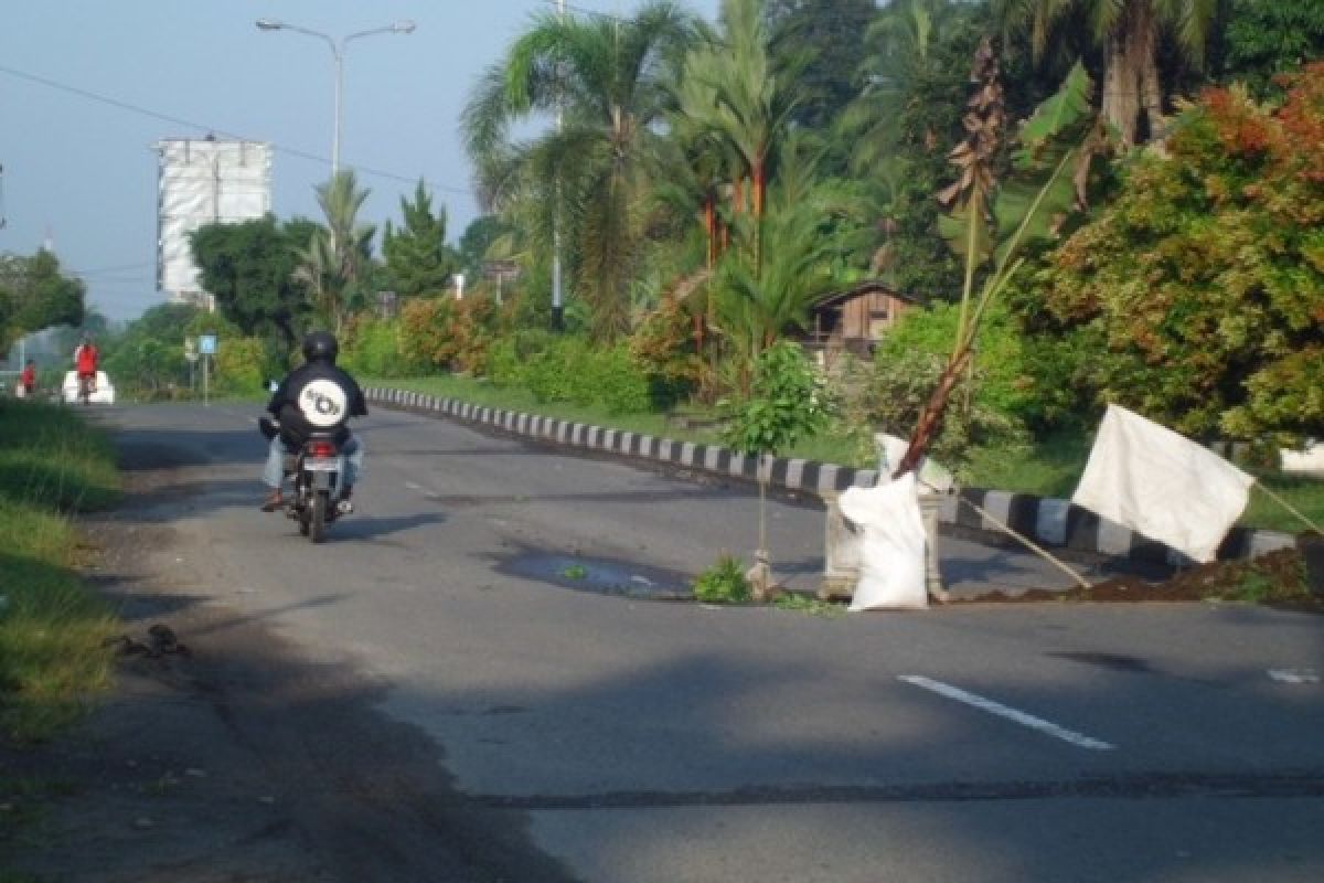 Cegah Kecelakaan, Warga Tanam Pohon Pisang di Jalan