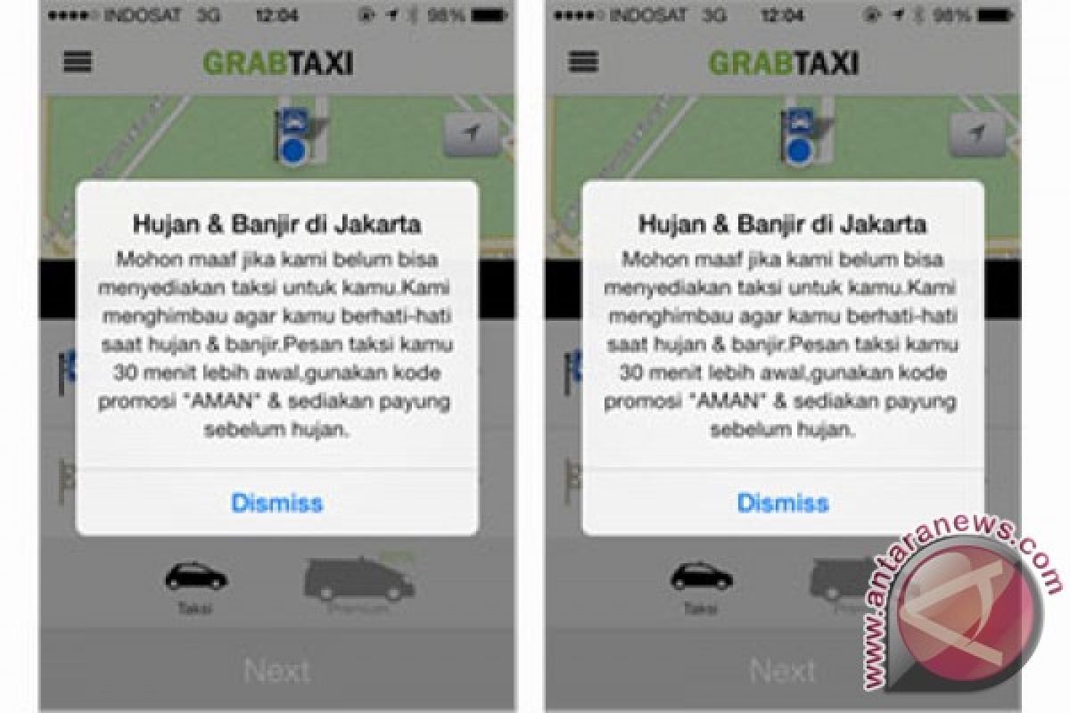 Hujan dan banjir, aplikasi GrabTaxi berhenti beroperasi