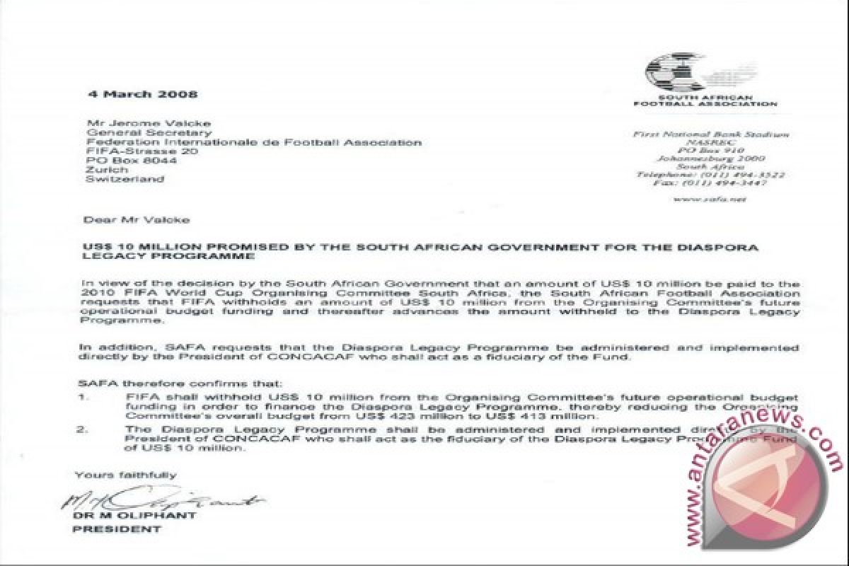 Sekjen FIFA tersudut setelah beredar bocoran surat ke FIFA