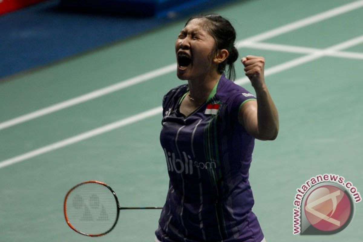 Dua tunggal putri Indonesia ke perempatfinal