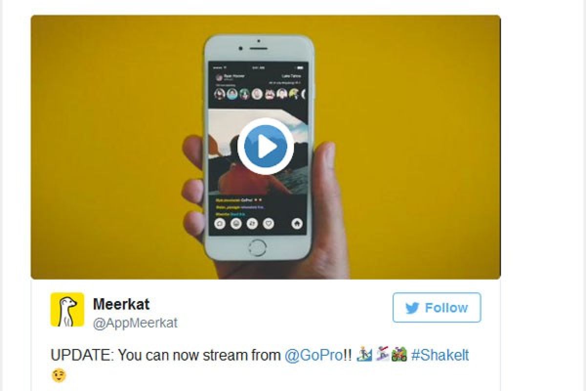 Aplikasi Meerkat kini terhubung dengan GoPro