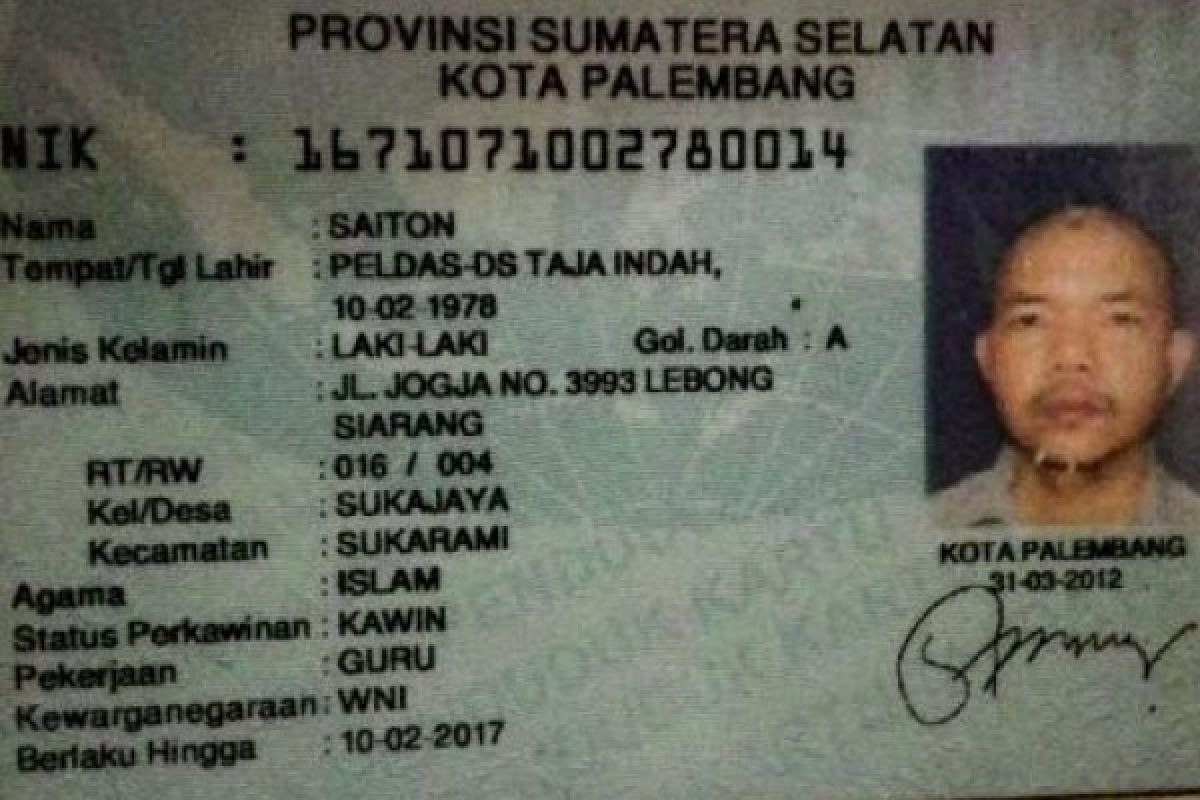 Seorang Warga Palembang Bernama Aneh "SAITON"