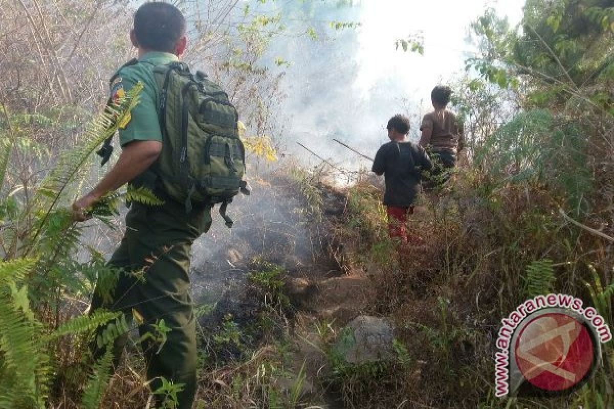 Babinsa Kodim Ngawi Bantu Padamkan Kebakaran Lawu