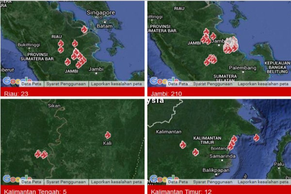 557 hotspots detected across Sumatra