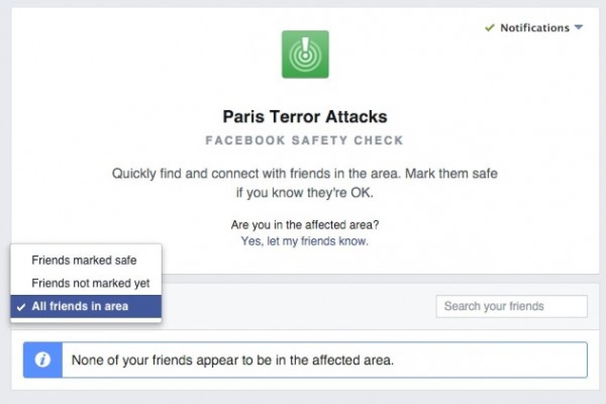 Facebook sediakan fitur khusus terkait serangan Paris