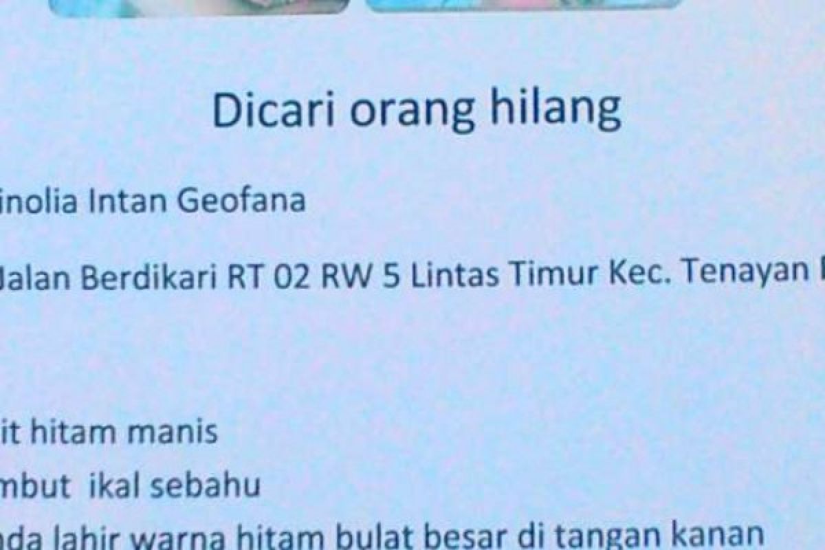 Dicari Anak Hilang Sudah 25 Hari, Berikut Ciri-Cirinya