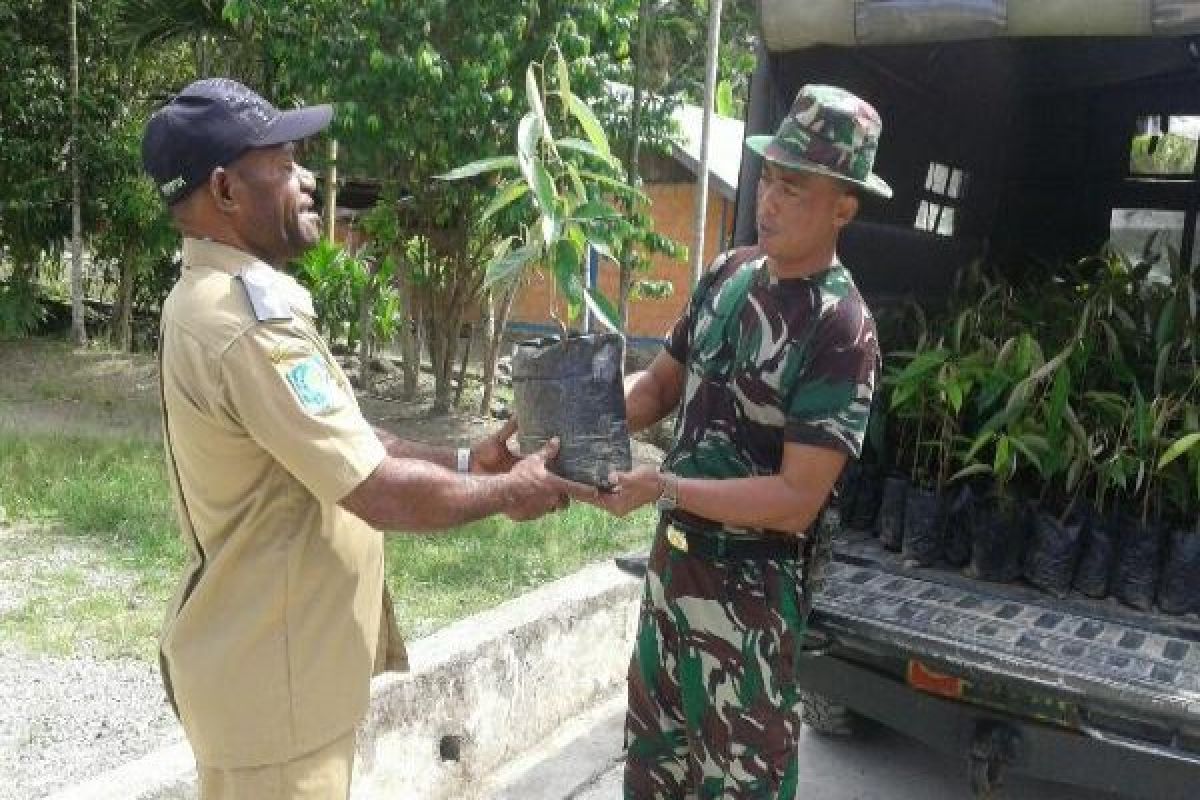 TNI serahkan bantuan bibit durian untuk warga Waris