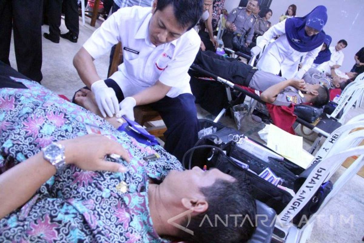 Ratusan Polisi Tulungagung Ikuti Donor Darah