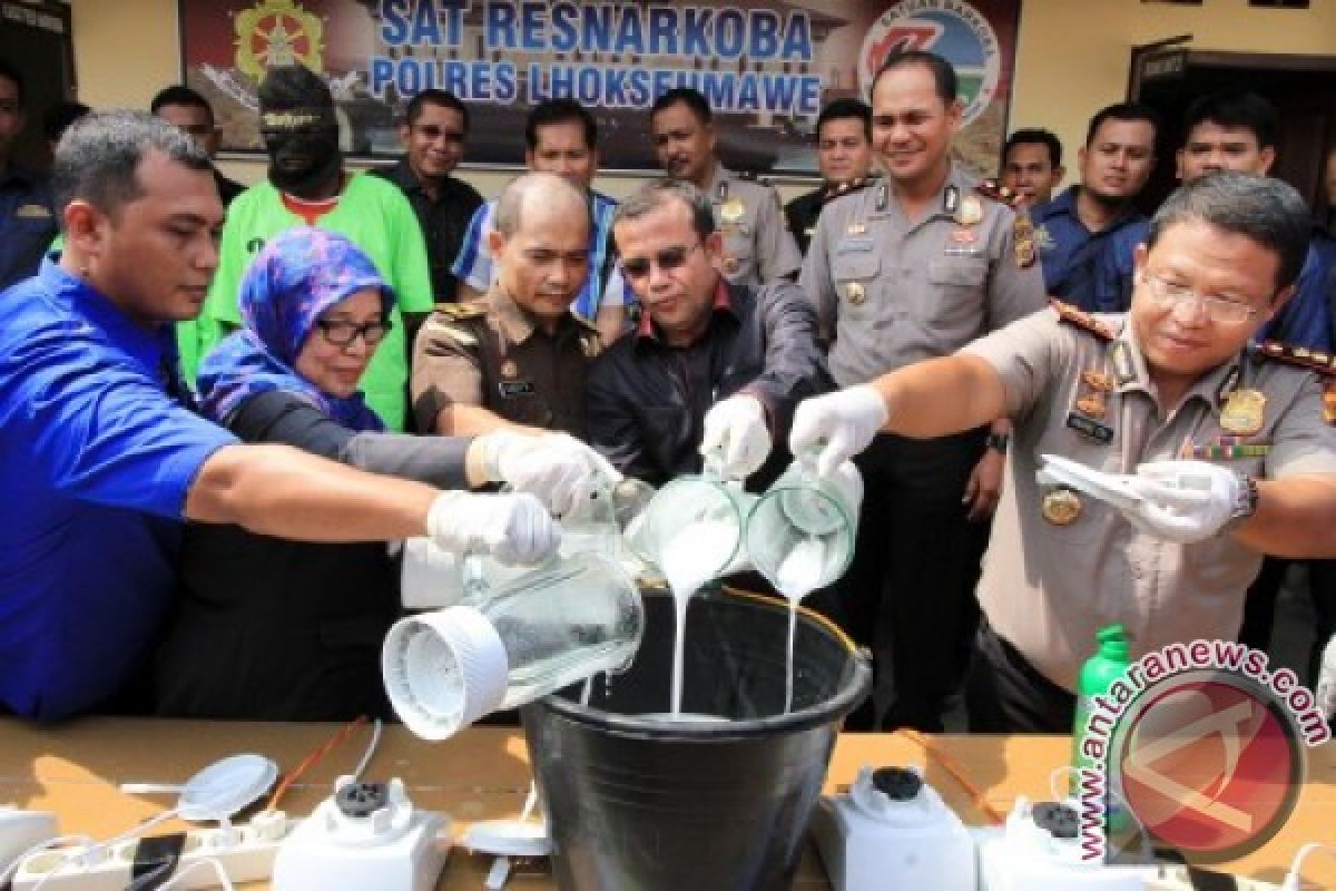 Pemusnahan 2,4 Kg Sabu Asal Malaysia