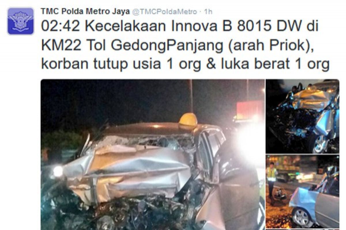 Minibus kecelakaan di Tol Gedong Panjang, seorang tewas