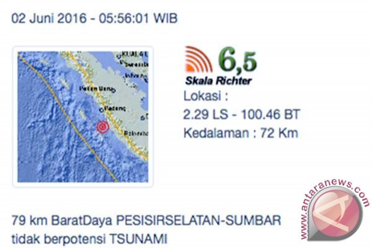 BMKG katakan gempa tidak berpotensi tsunami