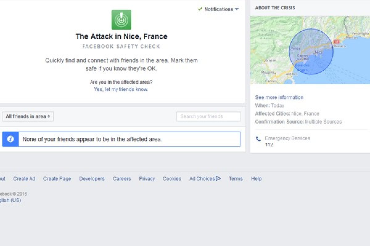 Facebook aktifkan fitur "Safety Check" pasca serangan Nice