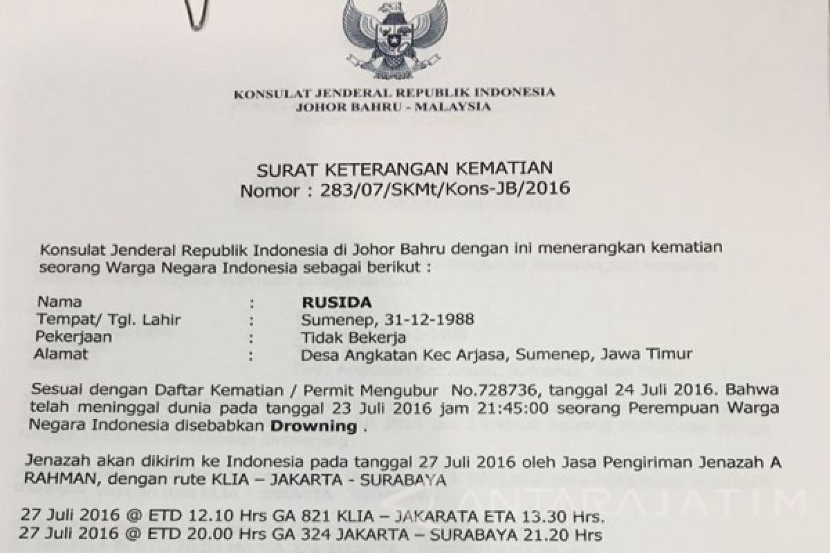 Disnakertrans Sumenep Jemput Jenazah Korban Kapal Tenggelam